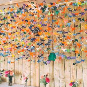 Whimsical Country Wedding Reception Marquee Decor with Origami Theme