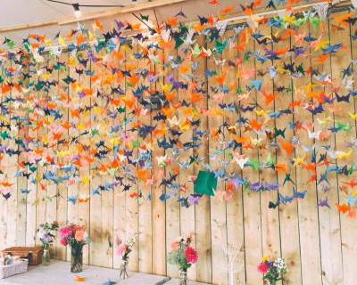 Whimsical Country Wedding Reception Marquee Decor with Origami Theme