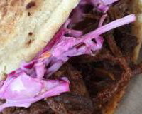 Arepa Filled with Beef Brisket and Home Made Coleslaw