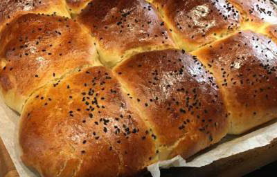 Homemade GingerRookes Sweet Buns dusted with Nigella Seeds