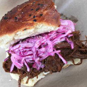 Beef Brisket in a HomeMade Bun with Home Made Coleslaw