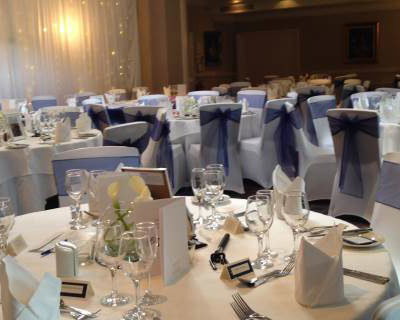 Chilston Park Hotel Venue Decor - Starlight Backdrop, Chair covers & Swagging