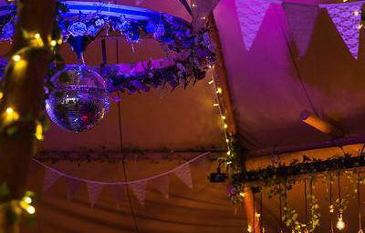 Coloured lights + fairy lights + edison light bulbs
