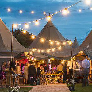 Outdoor Festoon lighting + Walkway