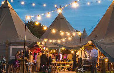 Outdoor Festoon lighting + Walkway