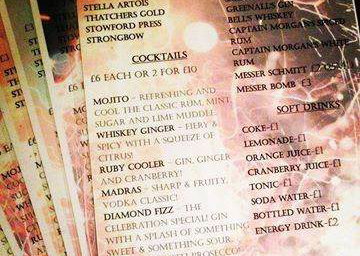 Sample menu