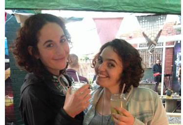 Happy customers sipping on floral summery cocktails!