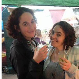 Happy customers sipping on floral summery cocktails!