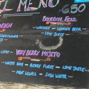 Sample cocktail menu