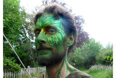 The Green Man - preparation for a parade, Frome