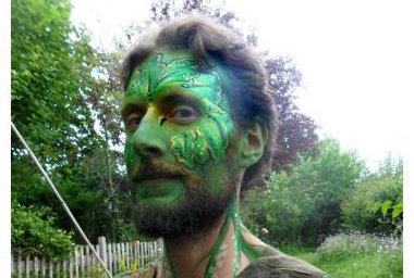 The Green Man - preparation for a parade, Frome