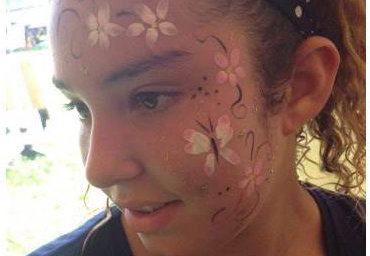 Face paint flowers and butterfly