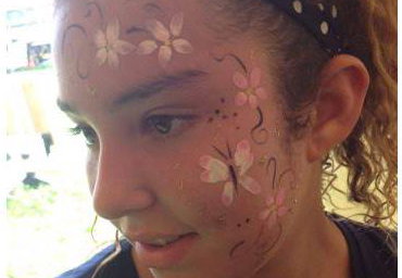 Face paint flowers and butterfly