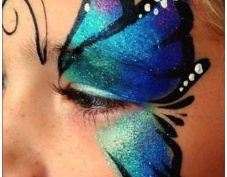 Face painting single eye butterfly