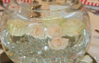 Fish Bowl Vase Centrepiece with Roses