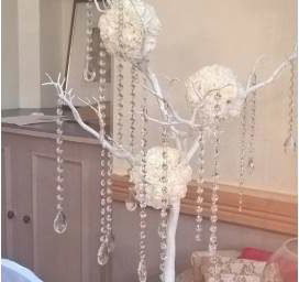 White Manzanita Style Crystal Trees with silk flowers
