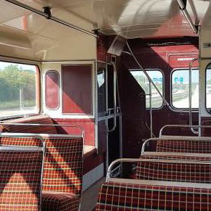 interior of Routemaster coach RMC1490 X15 the beckton express