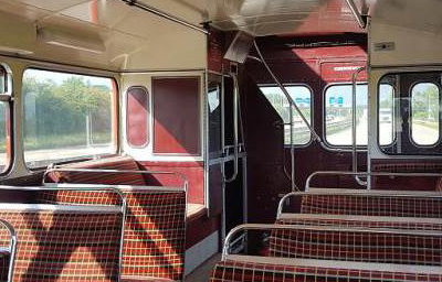 interior of Routemaster coach RMC1490 X15 the beckton express