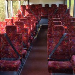 downstairs interior of Regional Transport Shrewsbury Shropshire 100 seat bus coach double decker