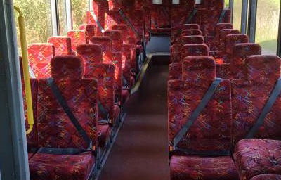 downstairs interior of Regional Transport Shrewsbury Shropshire 100 seat bus coach double decker
