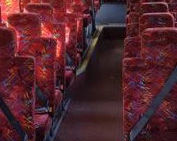 downstairs interior of Regional Transport Shrewsbury Shropshire 100 seat bus coach double decker