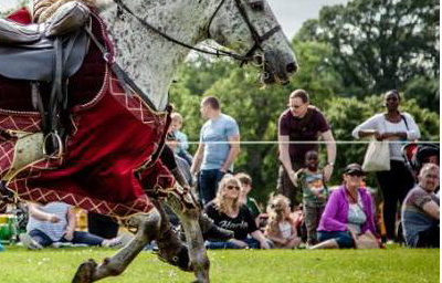 Flavours of Fingal Country Show Dublin Ireland - The Cavalry of Heroes Medieval Jousting Horse Stunt Show - Golden Knight Marc Lovatt Vault Trick Riding Sequence 2