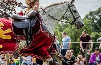 Flavours of Fingal Country Show Dublin Ireland - The Cavalry of Heroes Medieval Jousting Horse Stunt Show - Golden Knight Marc Lovatt Vault Trick Riding Sequence 2