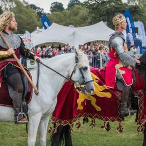043 Cavalry of Heroes Medieval Jousting Knights on Horseback at Usk Show Monmouth Larry Weaver Photos