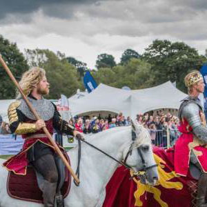 043 Cavalry of Heroes Medieval Jousting Knights on Horseback at Usk Show Monmouth Larry Weaver Photos