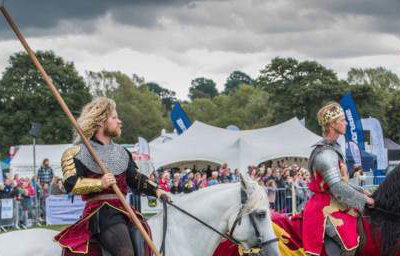043 Cavalry of Heroes Medieval Jousting Knights on Horseback at Usk Show Monmouth Larry Weaver Photos