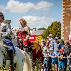 Flavours of Fingal Country Show Dublin Ireland - The Cavalry of Heroes Medieval Jousting Horse Stunt Show - Knights get ready to trick ride