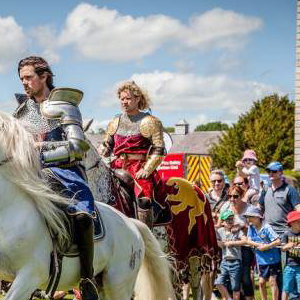 Flavours of Fingal Country Show Dublin Ireland - The Cavalry of Heroes Medieval Jousting Horse Stunt Show - Knights get ready to trick ride