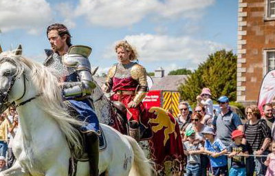 Flavours of Fingal Country Show Dublin Ireland - The Cavalry of Heroes Medieval Jousting Horse Stunt Show - Knights get ready to trick ride