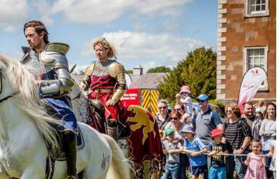 Flavours of Fingal Country Show Dublin Ireland - The Cavalry of Heroes Medieval Jousting Horse Stunt Show - Knights get ready to trick ride