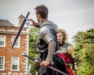 Flavours of Fingal Country Show Dublin Ireland - The Cavalry of Heroes Medieval Jousting Horse Stunt Show - Sword Fight The Dark Knight against The Golden Knight