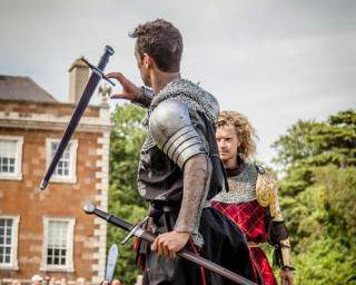 Flavours of Fingal Country Show Dublin Ireland - The Cavalry of Heroes Medieval Jousting Horse Stunt Show - Sword Fight The Dark Knight against The Golden Knight
