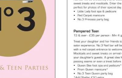 Princess Party Treatment Menu