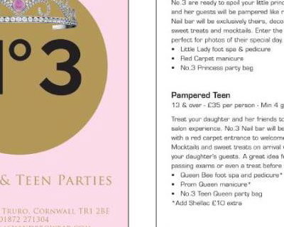Princess Party Treatment Menu