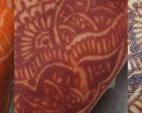 Henna stain from first removing the paste to 48 hours after application.