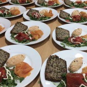 Trio of Blagdon trout, watercress salad, rye bread