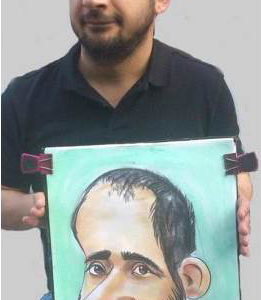 Colour caricature, big nose