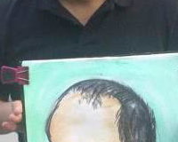 Colour caricature, big nose