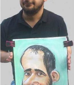 Colour caricature, big nose