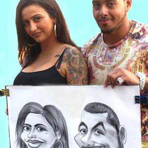 indian couple caricature