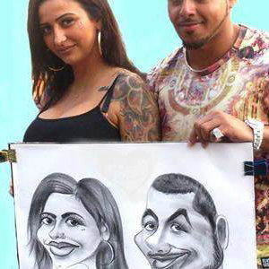 indian couple caricature