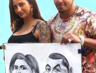 indian couple caricature