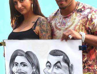 indian couple caricature