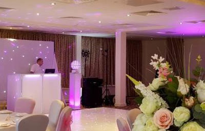 Raithwaite Estate Whitby white wedding package, one of our stunning starlit Led dance floors complete with uplighting and a full white wedding DJ supplied by Disco Dan.