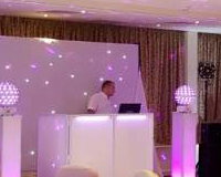 Raithwaite Estate Whitby white wedding package, one of our stunning starlit Led dance floors complete with uplighting and a full white wedding DJ supplied by Disco Dan.