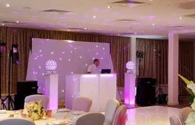 Raithwaite Estate Whitby white wedding package, one of our stunning starlit Led dance floors complete with uplighting and a full white wedding DJ supplied by Disco Dan.